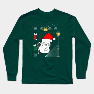 Merry Christmas Santa Cat Long Sleeve T-Shirt